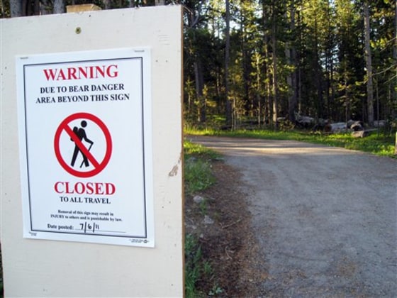 Yellowstone National Park officials closed this area in early July after a grizzly sow killed a man who was hiking with his wife a mile and a half up the trail.
